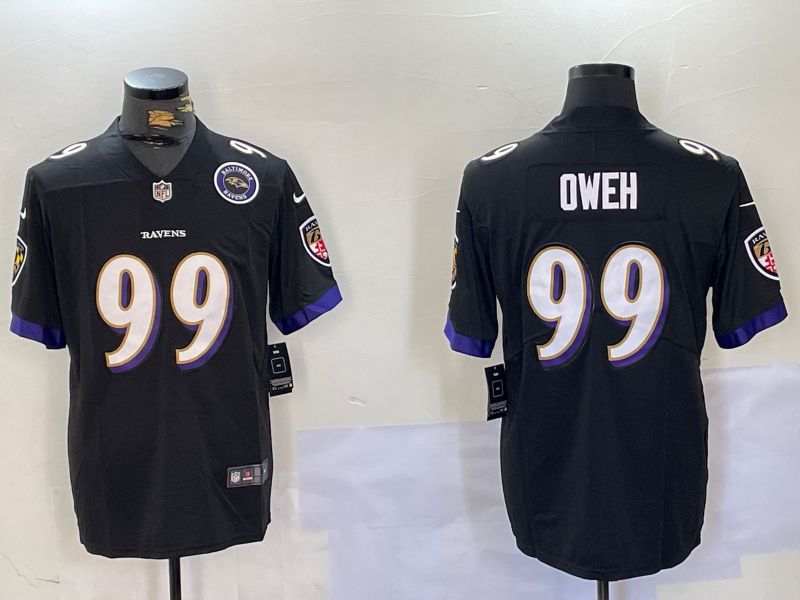 Men Baltimore Ravens 99 Oweh Black Second generation 2024 Nike Limited NFL Jersey style 2